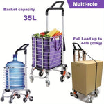 ZUN Grocery Laundry Utility Foldable Shopping Cart Trolley, Aluminum Alloy 8-Wheel Stair Climbing, Load W2181P229050