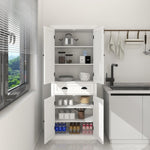 ZUN 71" Kitchen Pantry Storage Cabinet , with 4 Doors, Drawer, 2 Adjustable Shelves, Cupboard for Dining 63211497