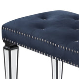 Dark Navy and Black Tufted Bench B062P186458