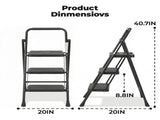 3-Step Ladder, Foldable Step Stool with Safety Lock, Anti-Slip Pedal, 300lbs Capacity 87498304