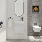 ZUN 18'' Floating Wall-Mounted Bathroom Vanity with White Resin Sink & Soft-Close Cabinet Door W99936243