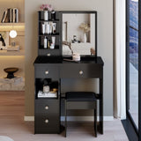 29.2" Small Size Left Drawer Desktop Vanity Table Cushioned Stool, Extra Large Right sliding W3258P291632