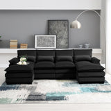 ZUN [New]110*55" Modern U-shaped Sectional Sofa with Waist Pillows,6-seat Upholstered 23516326