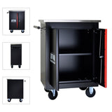 ZUN DOUBLE-DOOR CLAPBOARDl MULTI-FUNCTION TOOL CART--BLAK&RED W1102P245240