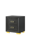 Glamorous 1pc Modern Glam Style 2-Drawer Nightstand Black Gold Finish Gold-colored Hardware Bedroom B011P144711