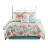 7 Piece Cotton Sateen Comforter Set Coral Queen B03596888