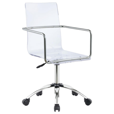 ZUN Clear and Chrome Acrylic Office Chair with Casters B062P153792