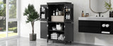 Elegant Bathroom Floor Storage Cabinet, Bathroom Storage Unit, Freestanding Cabinet with 4 Doors, N725P188461B