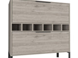 Bar Cabinet Puertu, Six Wine Cubbies, Double Door Cabinet, Light Gray Finish B092123057