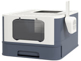 White Large Cat Litter Box Front Entry Top Exit, with Matching Scoop 36599739