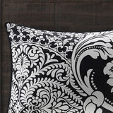 7 Piece Cotton Printed Comforter Set Black Queen B03597261