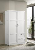 ZUN Aubree 40" White Wardrobe Cabinet Armoire with 2 Drawers and Hanging Rod B061133844