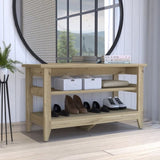 Misuri Storage Bench, Four Legs, Two Open Shelves -Light Oak B20091960