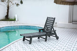 Lounge Chair Outdoor with Wood Texture,Oversized Chaise Chair with 5 Positions, HDPE, Patio W2103P254597