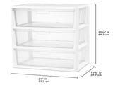 (2 pack) Wide 3 Drawer Tower, Plastic Storage Organizer with Removable Clear Bins, Easy to Assemble 25076497