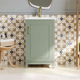 20 Inch Modern Small Bathroom Vanity Cabinet With Ceramic Basin- 20*14.5*33.3 Inches,Ample N729P170386F