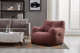 010-Soft Teddy Fabric Tufted Foam Bean Bag Chair With Teddy Fabric Bean Paste Red W52753863