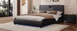 Queen Size Luxurious Faux Leather Upholstered Platform Bed with Thickened Headboard, Bluetooth N701P241047B