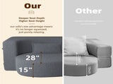 Modern Floor Sofa with 2 Pillows,Convertible Teddy Fabric Foam-Filled Sleeper Sofa Bed,15" Twin Size 29137002
