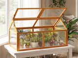 Orange Portable Garden Hot House, Sturdy Wooden Greenhouse for Vegetables Fruits Flowers 07427865