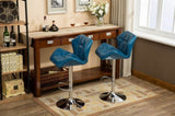 Glasgow Contemporary Tufted Adjustable Height Hidraulic Bar Stools, Set of 2, Blue T2574P164865