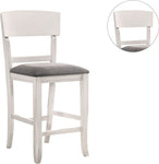 ZUN Contemporary Dining Room Counter Height Chairs Set of 2 Chairs only White Solid wood Gray Padded B01157350