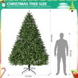 ZUN 9ft Artificial Christmas Tree, Premium Unlit Full Tree with 3655 Branch Tips, Metal Stand, W2773P197090