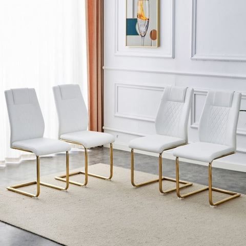 ZUN Modern dining chairs, dining room chairs, and golden leg cushioned chairs made of artificial W1151107095