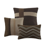 7 Piece Faux Suede Comforter Set Brown Queen B03596967