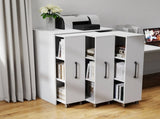 Bookcase with Three Pulled Out Doors Shelving Cabinet,3 Tier Floor Standing Bookcase,Slide Out W331P374568