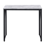 ZUN Antique White and Black 35.5" Writing Desk with Metal Sled Base B062P184522