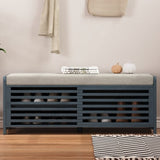 TREXM Distressed Shutter Storage Bench with Acacia Veneer for Retro Charm for Living Room, Entryway N715P196968M