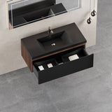 36'' Floating Bathroom Vanity Sink Combo, Modern Wall-Mounted Striped Bathroom Storage Cabinet W1573P265198