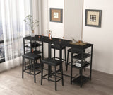 Dining Table Set for 2 with 3 Large Storage Shelves, Kitchen Stools Upholstered PU Leather, 3 Piece W2129P297195