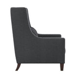 1pc Traditional Accent Chair with Pillow Nailhead Trim Dark Gray Polyester Upholstered Solid Wood B011P182488