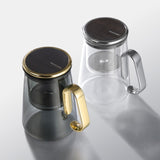 Bonston heat-resistant glass teapot, magnetic switch, dark grey glass, Gold handle, 23.6 oz, BP19 47619590