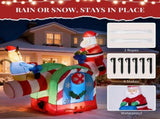 4.7 FT Lighted Christmas Inflatable Decoration, Large Motorized Seesaw with Santa and Reindeer, 16580113
