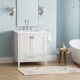 30" Bathroom Vanity with Sink Combo, Fully Assembled Bathroom Sink Cabinet with Marble Countertop, W1573P237851