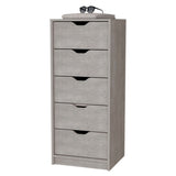 ZUN Logan Concrete Gray 5 Narrow Drawer Dresser B062P175163