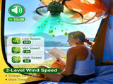 3-in-1 Camping Fan with LED Lantern, Portable Hanging Tent Fan 3 Speed Wind, Timer Function & Power 52683386