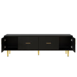 ZUN U-Can Modern TV Stand with 5 Champagne Legs - Durable, Stylish and Spacious, TVs Up to 75'' WF300599AAB