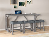 Bar Table Set with Power Outlet, Bar Table and Chairs Set, 4 Piece Dining Table Set, Industrial 84493124