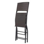 ZUN Outdoor Wicker Barstools Faux Rattan Patio Bar Stools Foldable Chair, Multibrown, Set of 2 59958.00MBN