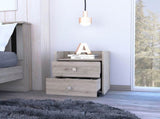 Nightstand 22"H, Two Drawers, Superior Top, Metal Handle, four wheels, Light Gray B097133086