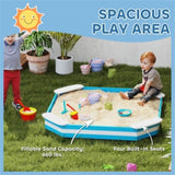 Blue Kids Sandbox with 4 Corner Seats,52" x 52" x 6" 76812357