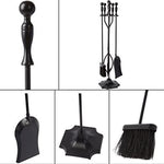 ZUN 5 Pcs Iron Fireplace Tools Set,7.28L x 7.28 Wx 31.9H in,Black 24696461