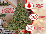 Artificial 6ft Green Christmas Tree with 1763 PE/PVC Mixed Branch Tips, 500L warm white led, memory 38777485