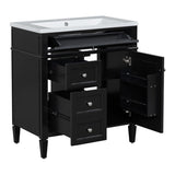 30'' Bathroom Vanity with Top Sink, Modern Bathroom Storage Cabinet with 2 Drawers and a Tip-out N710P206904B