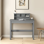 ZUN Grey Writing Desk with Hutch B062P209417