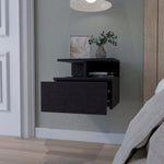 ZUN Augusta Floating Nightstand with 2-Tier Shelf and 1-Drawer B128P148862